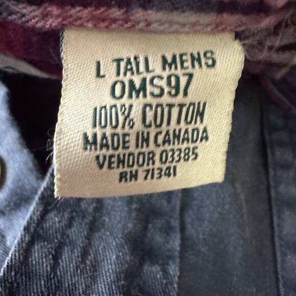 LL Bean Hurricane Shirt Mens Large Tall Blue Plaid Lined Long Sleeve Button-Up - Picture 7 of 10